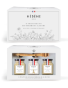 Coffret Cocooning composé de miel de Lavande 125g, bougie parfumée au miel, miel de Tilleul 125g, et cuillère à miel en bois.